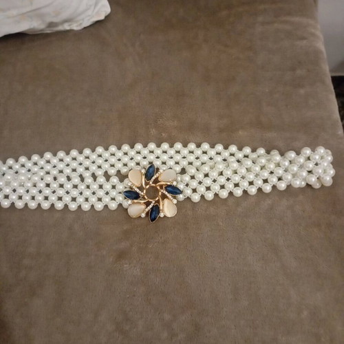 Elastic belt with pearls and adjustable size, new