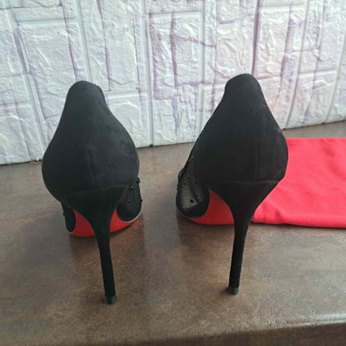 Christian Louboutin high heels size 35 new black suede and mesh