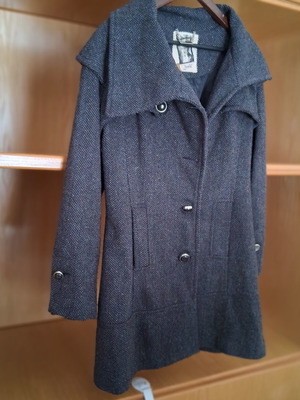 Ysatis women's trench coat used, size Large, gray