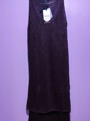 Mango openwork knit midi dress new, size Medium, black brown