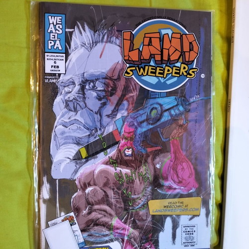 Greek creators comics pack with numbered print and Land Sweepers