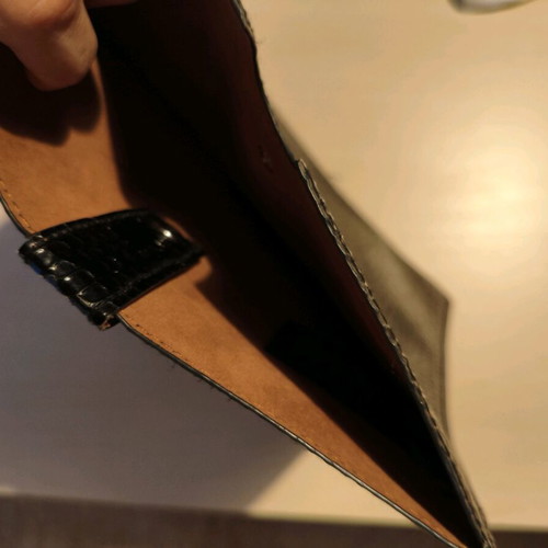 Tablet case used, black leather imitation, 25×21 cm