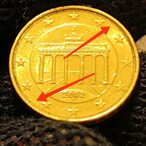 Germany 2002 10 euro cents with error and double strike used