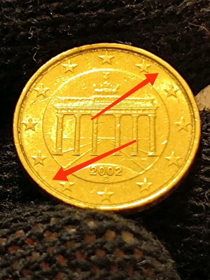 Germany 2002 10 euro cents with error and double strike used