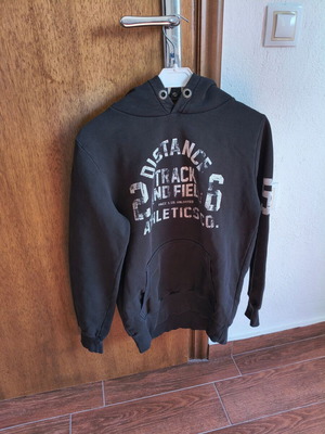 Paco & Co black hoodie with grey fleece lining, size S