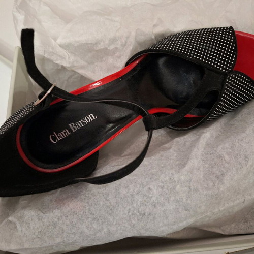 Clara Barson polka dot sandals with red sole like new, size 40