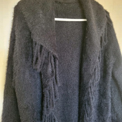 Fuzzy black cardigan like new, one size