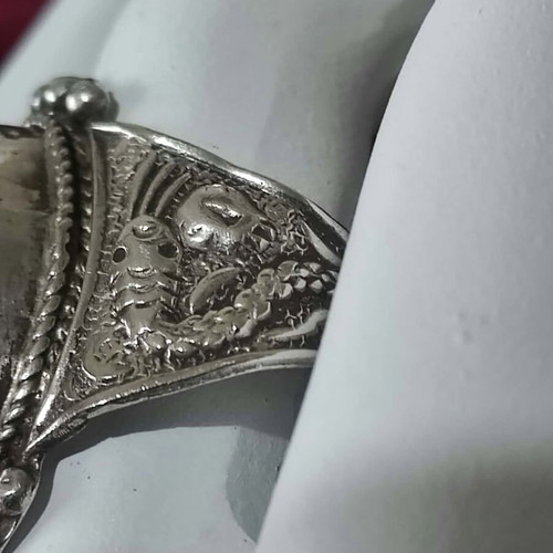 Silver ring 925 with large agate, unisex, like new, size 59