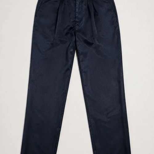 Satin pants navy blue regular fit