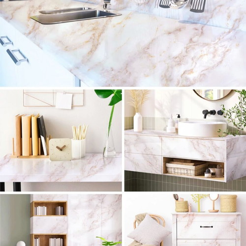 Αυτοκόλλητο ρολό White Marble Luxe καινούργιο 60cm x 3m αδιάβροχο