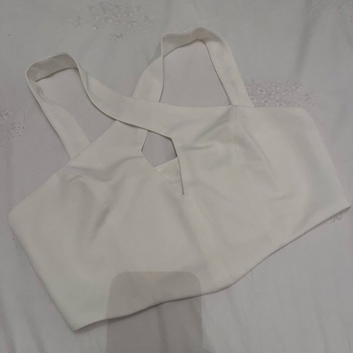 Axel crop top with cross front neck and zipper, like new, white, size S