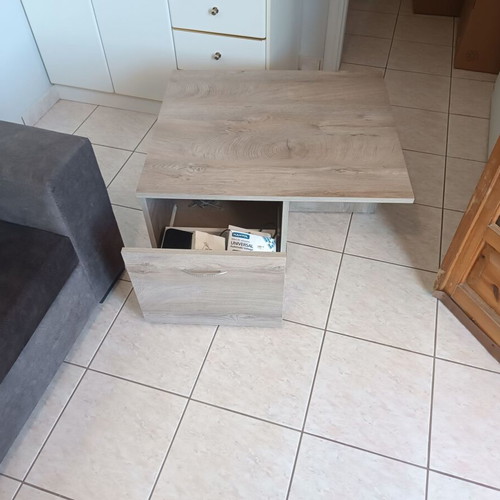 Corner sofa with waterproof fabric, cushions and coffee table with stools and storage cabinets