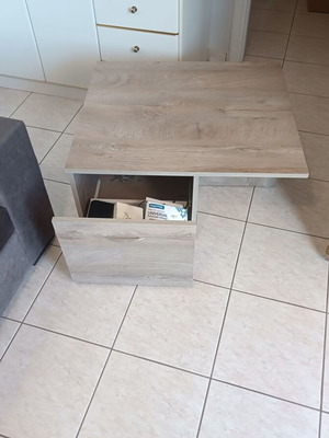 Corner sofa with waterproof fabric, cushions and coffee table with stools and storage cabinets