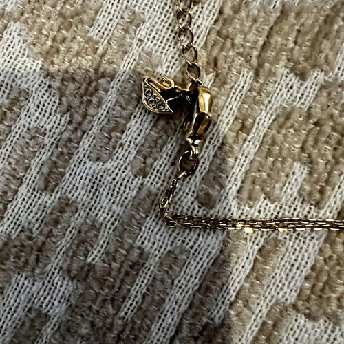 Swarovski double heart necklace gold plated metal new