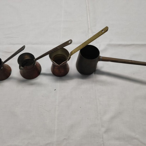 Old coffee pots used for hoboli, set of 4 pieces