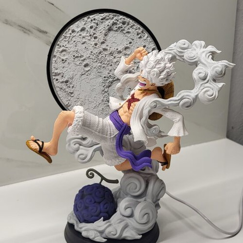 3D Luffy Gear 5 figure with lighted moon, handmade