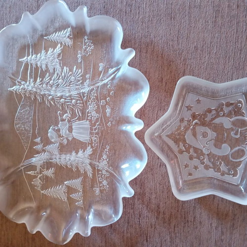 Vintage Christmas crystal serving dishes Walther-Glas like new