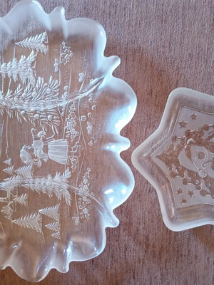 Vintage Christmas crystal serving dishes Walther-Glas like new