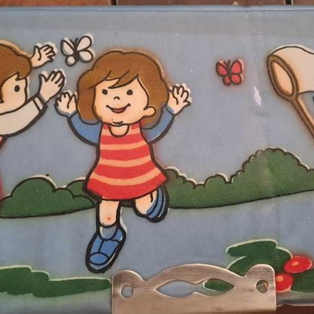 Plastic collectible pencil case with children new