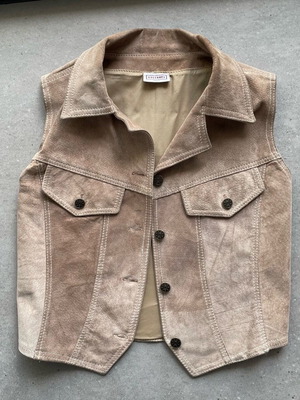 Stefanel leather women's vest like new, beige, size small