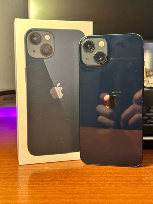 iPhone 13 128GB σαν καινούργιο, μαύρο με γνήσιο κουτί και θήκη