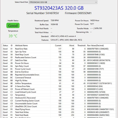 Seagate Momentus 7200.4 320GB SATA II 2.5" hard drive used