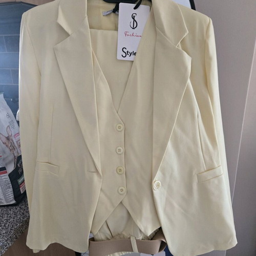 Suit with vest new, yellow, 3-piece set