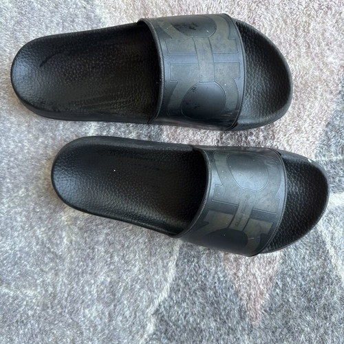 Ferragamo slides used, very comfortable, black and gold