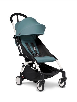 Babyzen YOYO² stroller 2-in-1 with carrycot, white frame & aqua, like new