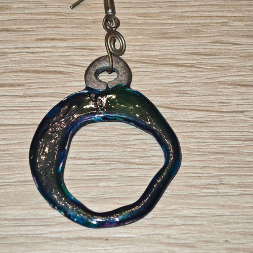 Handmade earrings green-blue