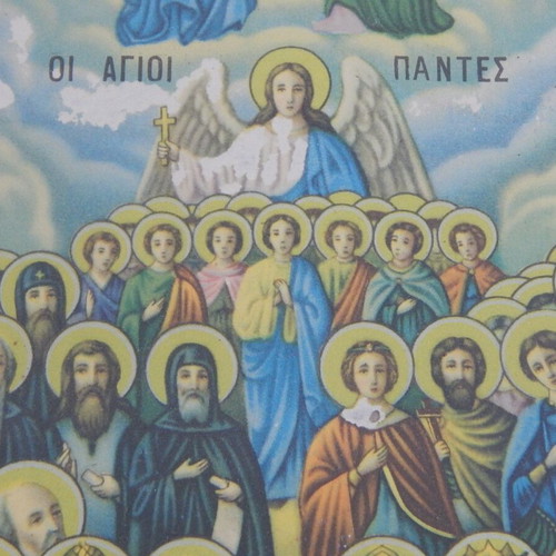 The Holy Saints old lithograph used in frame with glass