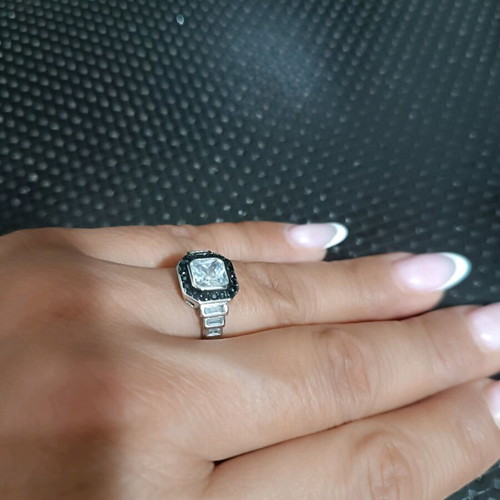 Silver ring 925 with zircon stones and sequins, size 56, new