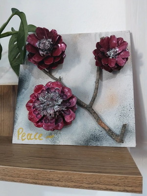 Crimson Peace handmade natural decoration with pine cones new