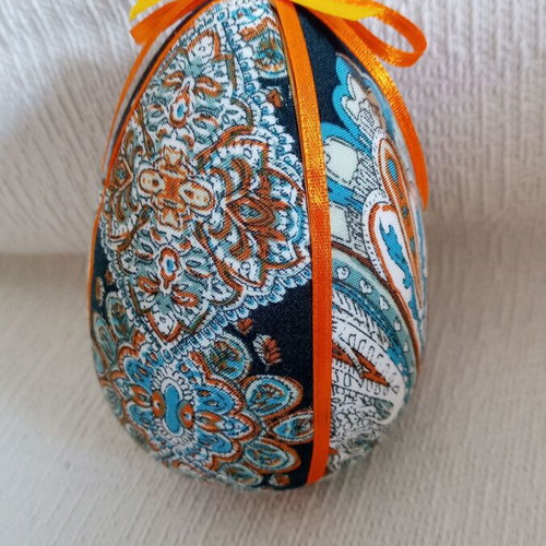 Decorative egg blue paisley used, Easter decor