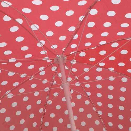 Beach umbrella new, 1.60 m diameter, red with white dots