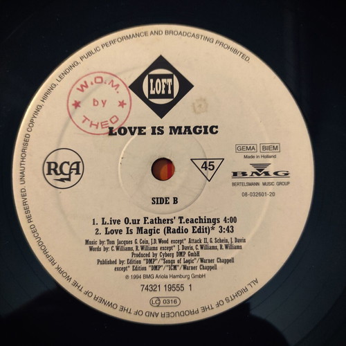 Loft Love Is Magic 12'' Vinyl Maxi Single used, electronic