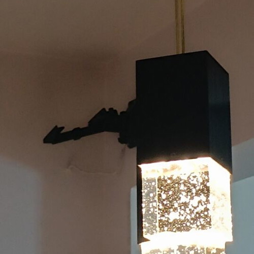 Modern three-light ceiling pendant lamp inox and crystal like new