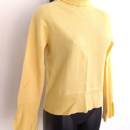 Massimo Dutti women's turtleneck sweater used, cashmere wool, yellow, size M