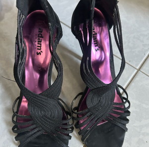 Πέδιλα ψηλοτάκουνα μαύρα Adam's Shoes νουμ. 37