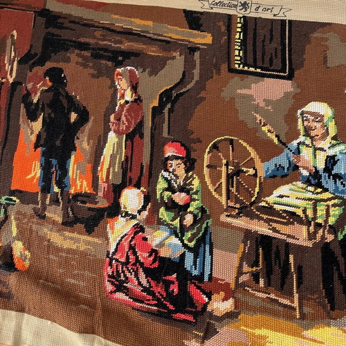 Handmade textile painting used, dimensions 1.02x0.50 m