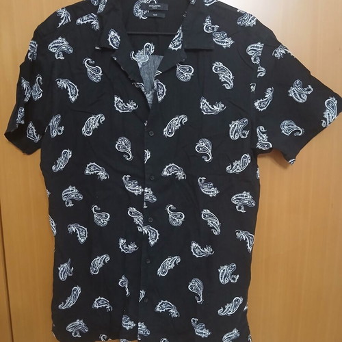 Jack and Jones men's shirt L, black with white paisley