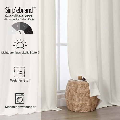 Simplebrand Sheer Curtains Cream 2 Pieces 140x137 cm New