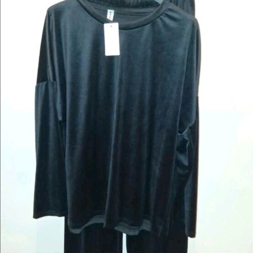 Velour tracksuit set new, size up to 2XL, black