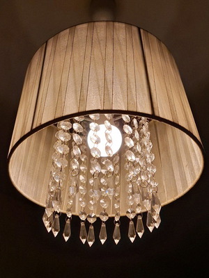 Cream chandelier ceiling lampshade used, 30cm wide