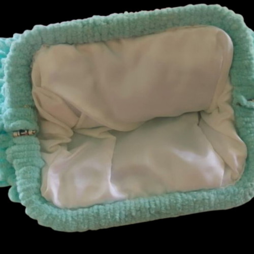 Handmade puffy bag turquoise new