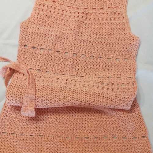 Handmade dress used, coral, cotton, size S