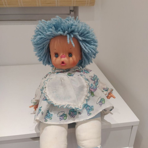 Patapoufa doll blue with mechanism El Greco 1980s like new, 38cm