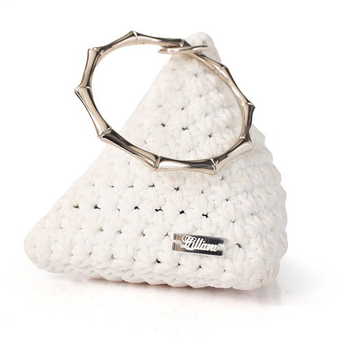 Handmade Triangular Bag white and beige, new