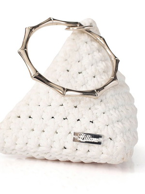 Handmade Triangular Bag white and beige, new