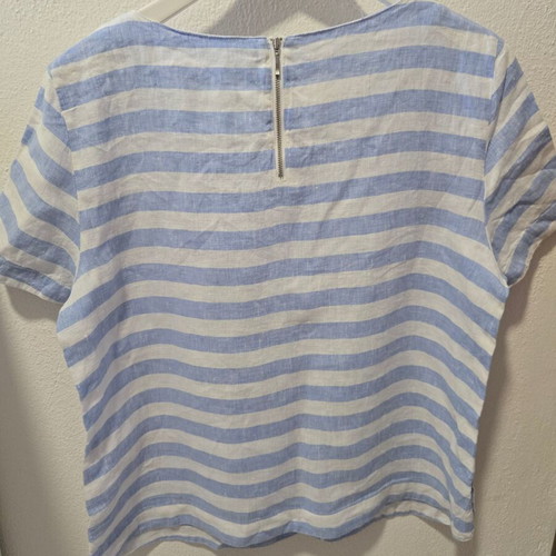 Christian Berg blouse, linen, white and blue, XL